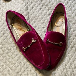 Sam Edelman Velvet Loafers in Vibrant Pink